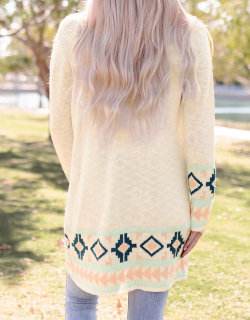 Load image into Gallery viewer, Beige Printing Cardigan Sweater Women's Loose Long Sleeve