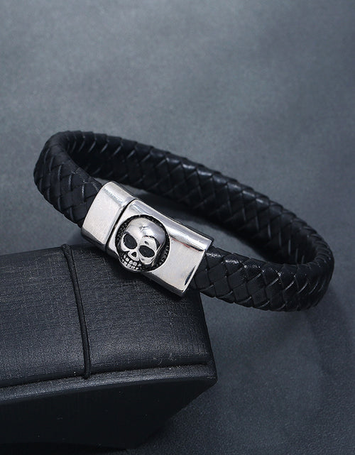 Load image into Gallery viewer, Stainless Steel Leather Bracelet Vintage Weave Titanium Steel Ornament