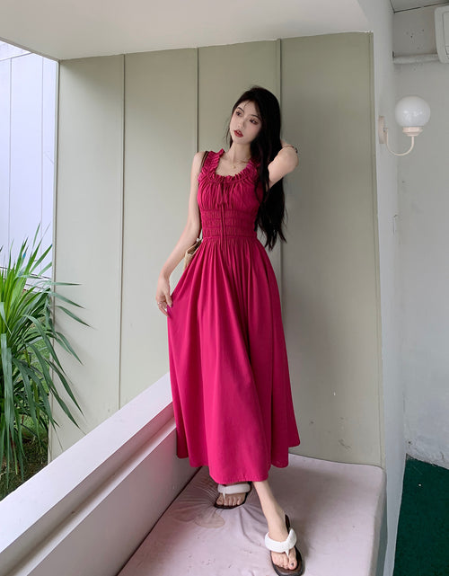 Load image into Gallery viewer, Women's Retro Suspender Dress Rose Red
