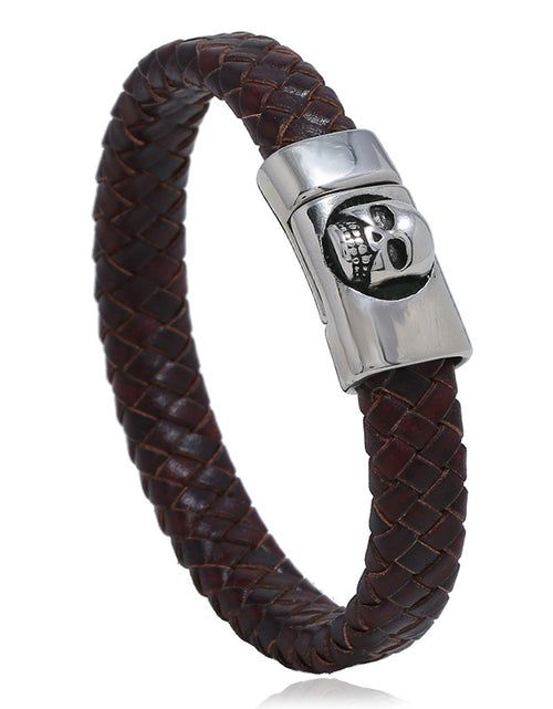 Load image into Gallery viewer, Stainless Steel Leather Bracelet Vintage Weave Titanium Steel Ornament
