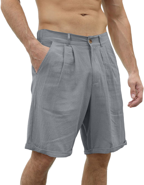 Load image into Gallery viewer, Men&#39;s Cotton And Linen Casual Beach Button Stretch Shorts
