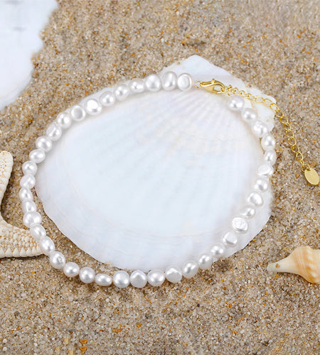 Women's Natural Baroque Pearl Feet Chain