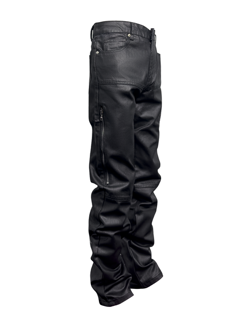 Load image into Gallery viewer, Designer Zip Black Roxed Pants Denim
