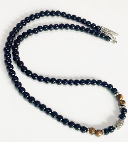 Men's Beaded Necklace Stainless Steel Accessories Metal Round Beads