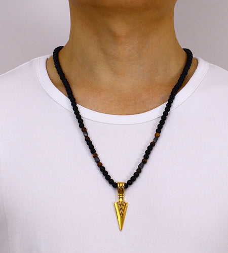 Magnet Diamond Stone Column Pendant Men's Necklace