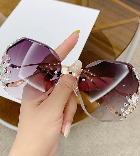 Women's Fashion Rimless Cut Edge Diamond Sunglasses