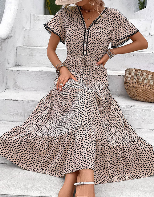 Load image into Gallery viewer, Summer New Dress European And American V-neck Leopard Print Printing
