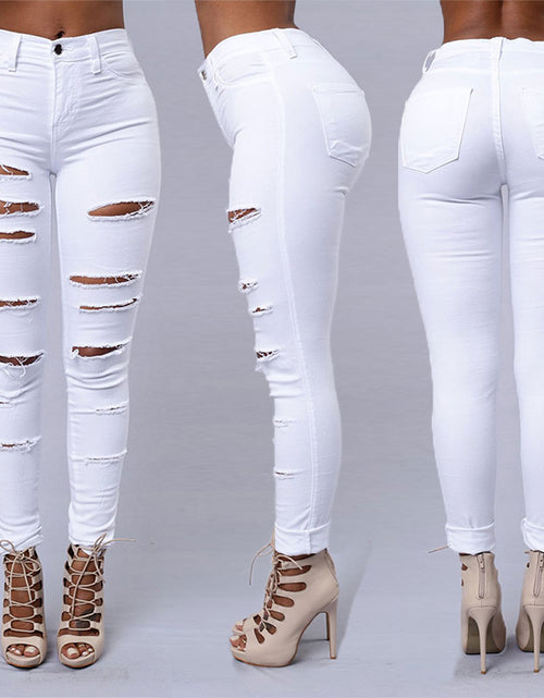 Load image into Gallery viewer, Ripped Jeans Women Skinny Trousers Casual High Waist Pencil Pants
