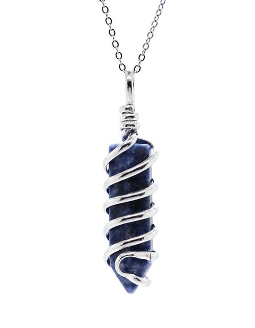 Load image into Gallery viewer, New Natural Crystal Hexagonal Pillar Spiral Hand Wound Pendant Necklace
