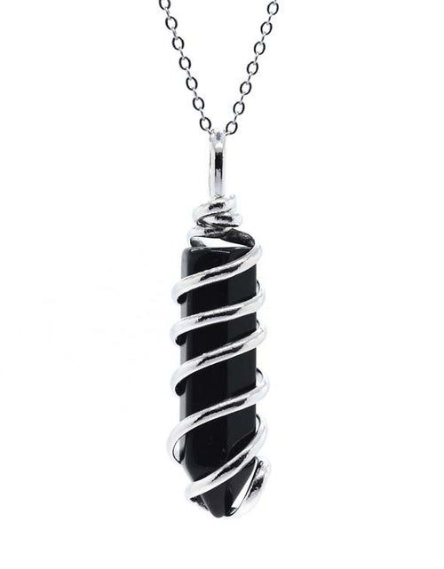 Load image into Gallery viewer, New Natural Crystal Hexagonal Pillar Spiral Hand Wound Pendant Necklace
