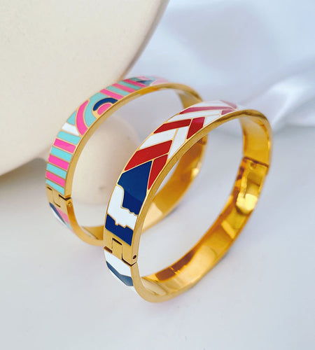 Color Geometric Color Matching Titanium Steel Bracelet