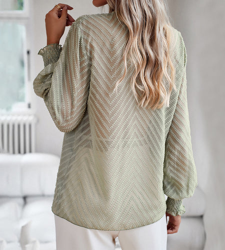 European And American V-neck Long Sleeve Shirt Women