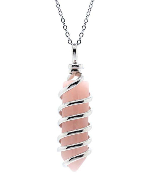 Load image into Gallery viewer, New Natural Crystal Hexagonal Pillar Spiral Hand Wound Pendant Necklace
