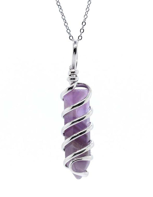 Load image into Gallery viewer, New Natural Crystal Hexagonal Pillar Spiral Hand Wound Pendant Necklace
