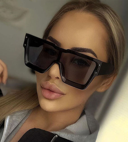 Oversized One Lens Square Sunglasses Fashion Men Women
