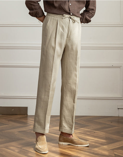 Load image into Gallery viewer, Casual Thin Tethered Linen Pant For Commuting Lightweight
