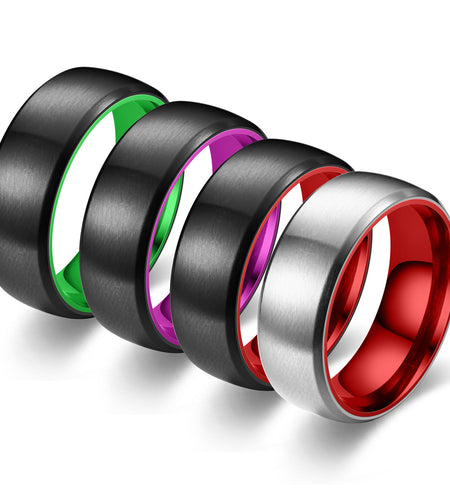 Two-tone Color Matte Red Purple Green Ring Couple