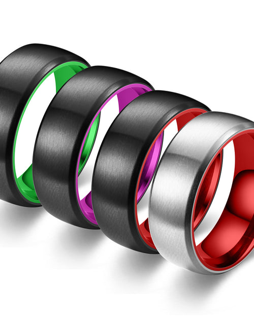 Load image into Gallery viewer, Two-tone Color Matte Red Purple Green Ring Couple
