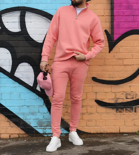 Men's Fashion Casual Solid Color Sports Sweater Suit