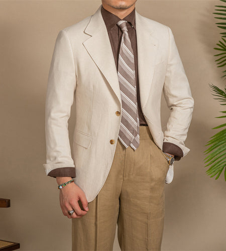Casual Breathable Retro Suit Men's Half Lining