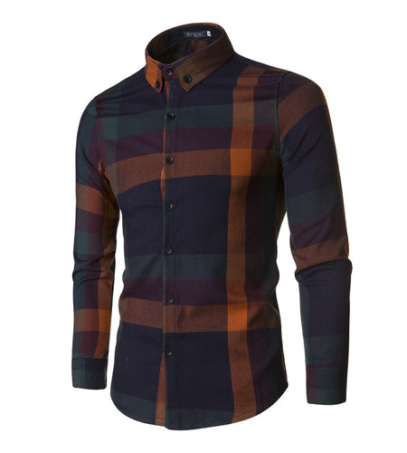 New Youth Plaid Shirt Men's Korean Style