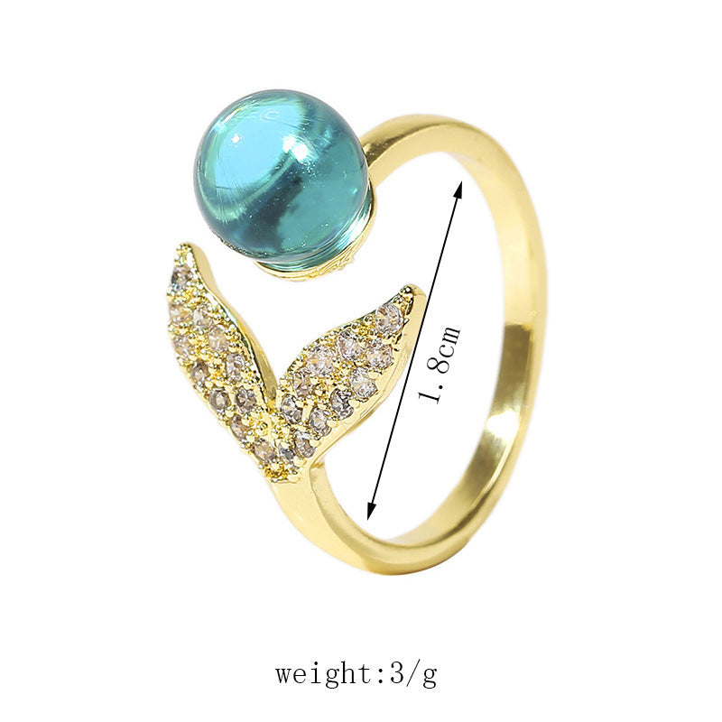 Creative Fashion Simple Ocean Beads Mermaid Tail Ring