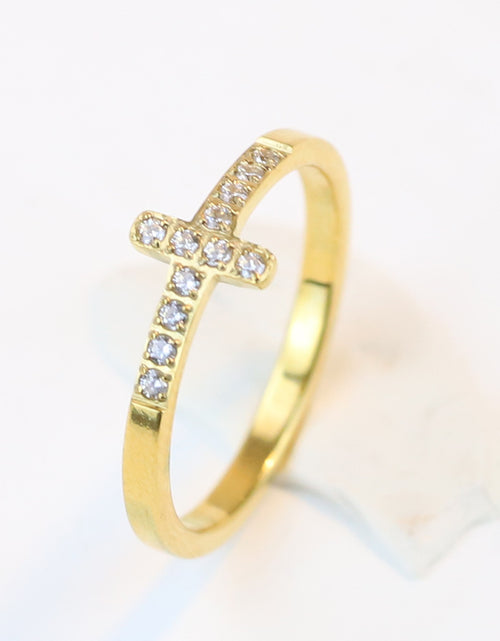 Load image into Gallery viewer, Simple Style Diamond 304 Titanium Steel Cross Ring Female Temperament Wild Vintage
