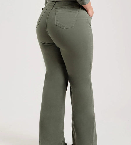 Slim Fit Stretch Fashion Solid Color Frayed Flared Pants