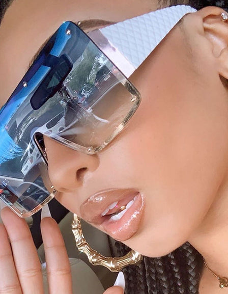 Women's Square Personality Large Frame One Piece Sunglasses