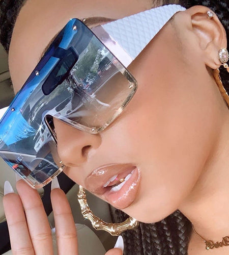Women's Square Personality Large Frame One Piece Sunglasses