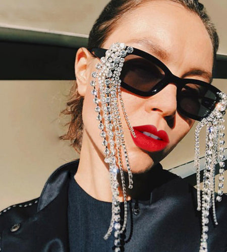 Individualized Small Box Handmade Diamond Tassel Sunglasses