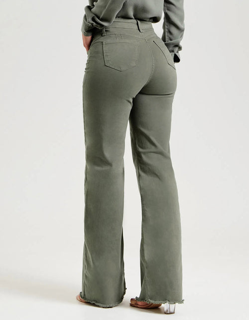 Load image into Gallery viewer, Slim Fit Stretch Fashion Solid Color Frayed Flared Pants
