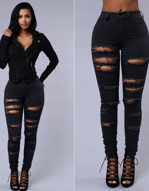 Load image into Gallery viewer, Ripped Jeans Women Skinny Trousers Casual High Waist Pencil Pants
