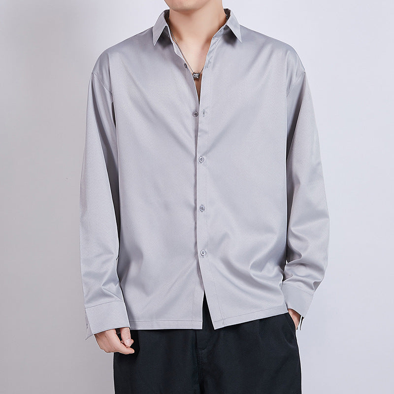 Loose Ice Silk Men's Casual Shirt