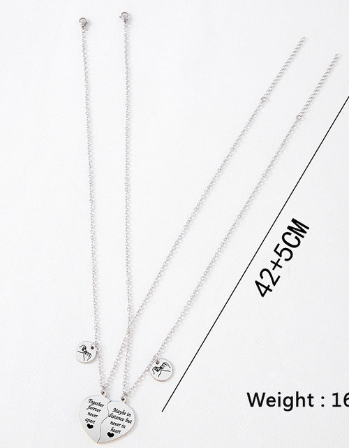 Load image into Gallery viewer, 2 Pieces Stainless Steel Heart-shaped Puzzle Pendant Necklace
