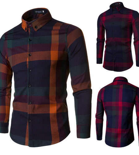 New Youth Plaid Shirt Men's Korean Style