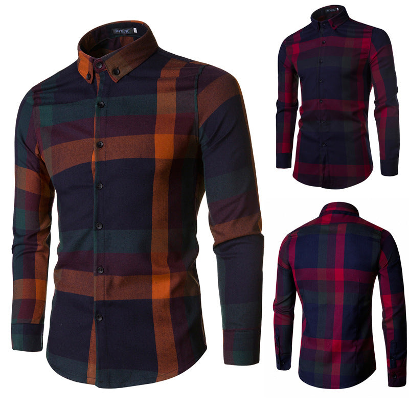 New Youth Plaid Shirt Men's Korean Style