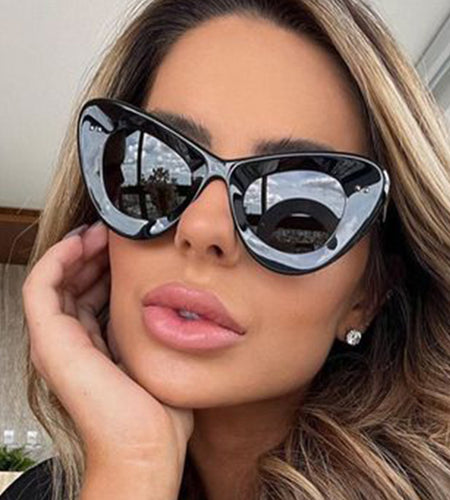 Ins Fashion Sunglasses Large Frame Retro Personality Concave Shape Sun Glasses