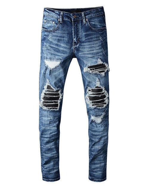 Load image into Gallery viewer, Hole &amp; Patch Patch Scrape Popular Jeans For Men
