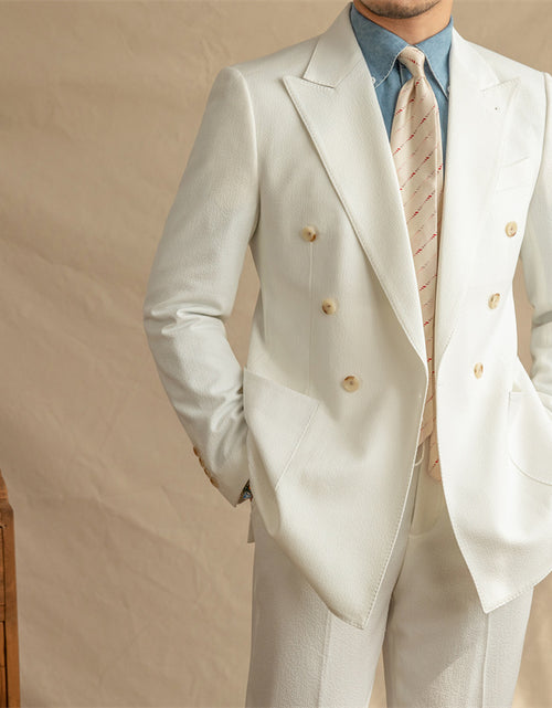 Load image into Gallery viewer, Men&#39;s Casual Seersucker Suit Half Lined
