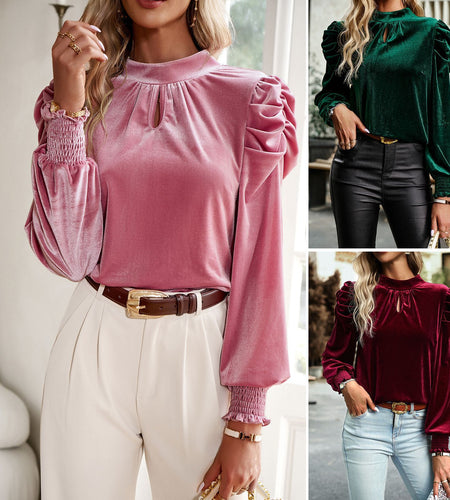 Women's Velvet Shirt Temperament Commute Long Sleeve