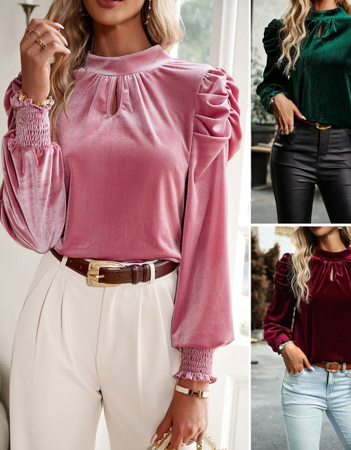 Load image into Gallery viewer, Women&#39;s Velvet Shirt Temperament Commute Long Sleeve
