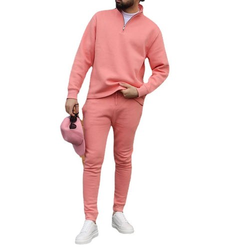 Men's Fashion Casual Solid Color Sports Sweater Suit