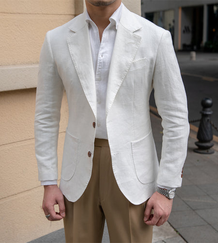 Pure Linen Sense Slim Fit Gentleman Suit High Craftsmanship