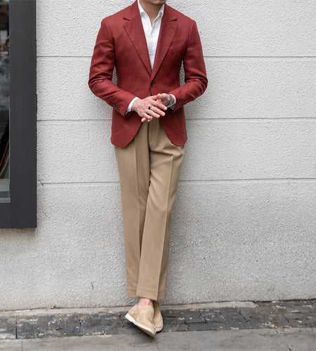 Pure Linen Sense Slim Fit Gentleman Suit High Craftsmanship