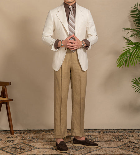 Casual Breathable Retro Suit Men's Half Lining