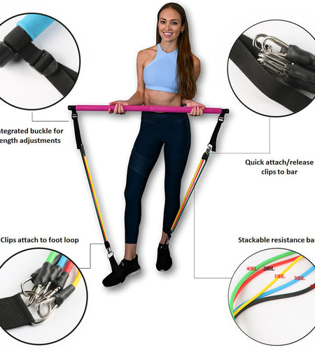 Fitness Yoga Pilates Bar Portable Gym Accessories Sport Elastic Bodybuilding Resistance Bands For Home Trainer Workout Equipment