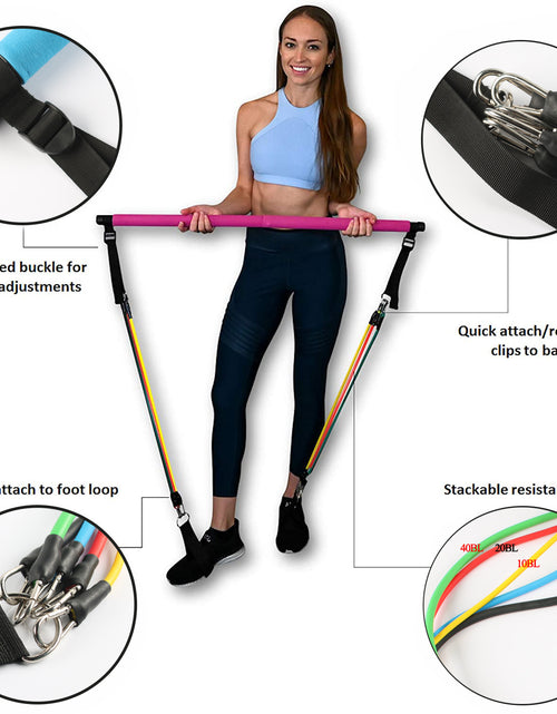 Load image into Gallery viewer, Fitness Yoga Pilates Bar Portable Gym Accessories Sport Elastic Bodybuilding Resistance Bands For Home Trainer Workout Equipment
