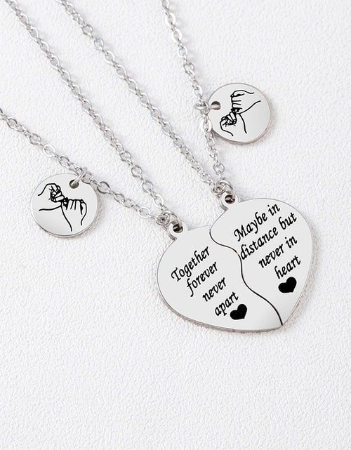 Load image into Gallery viewer, 2 Pieces Stainless Steel Heart-shaped Puzzle Pendant Necklace
