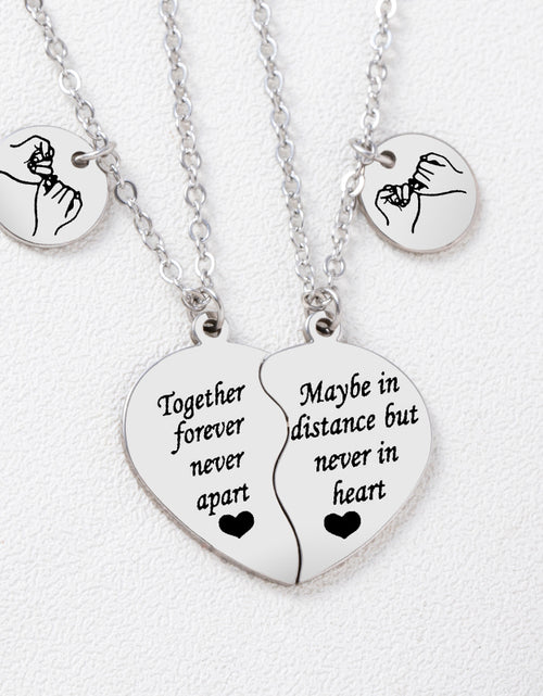 Load image into Gallery viewer, 2 Pieces Stainless Steel Heart-shaped Puzzle Pendant Necklace
